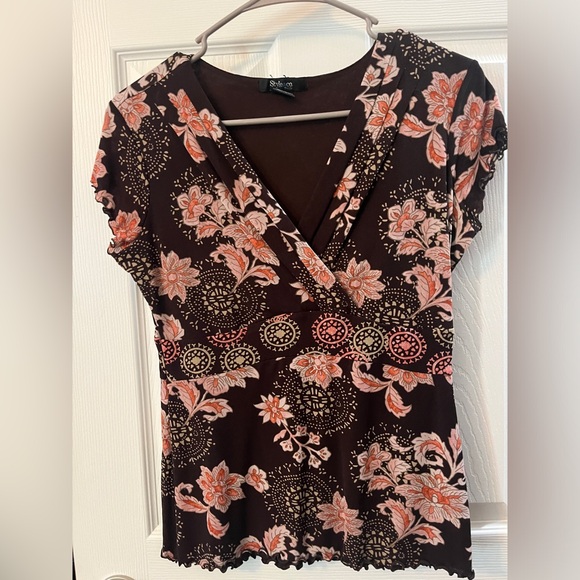 Style & Co. Tops - Brown and pink print with flowers. Size small.